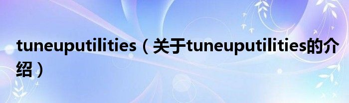 tuneuputilities（关于tuneuputilities的介绍）