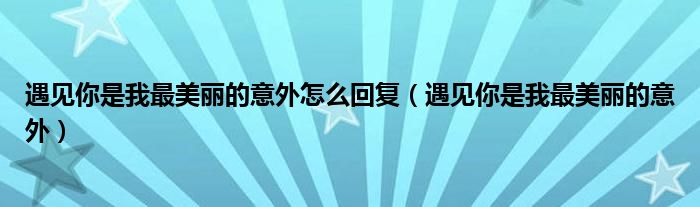 遇见你是我最美丽的意外怎么回复（遇见你是我最美丽的意外）