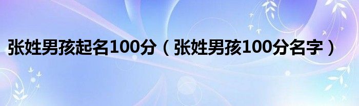 张姓男孩起名100分（张姓男孩100分名字）