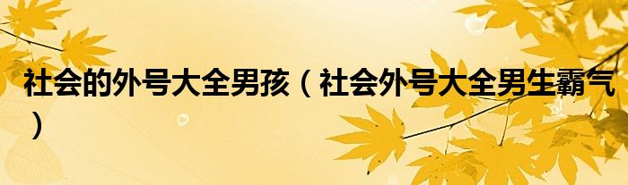 社会的外号大全男孩（社会外号大全男生霸气）