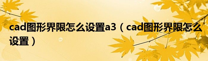 cad图形界限怎么设置a3（cad图形界限怎么设置）