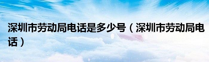 深圳市劳动局电话是多少号（深圳市劳动局电话）