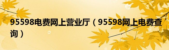 95598电费网上营业厅（95598网上电费查询）