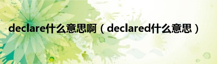 declare什么意思啊（declared什么意思）