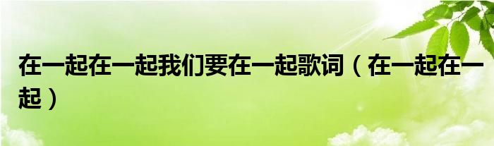 在一起在一起我们要在一起歌词（在一起在一起）