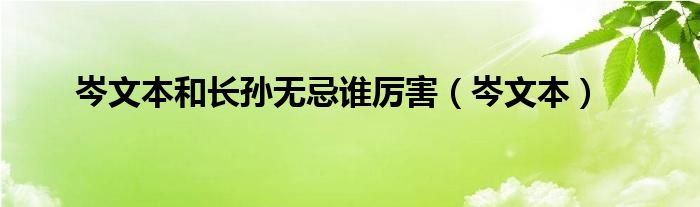 岑文本和长孙无忌谁厉害（岑文本）