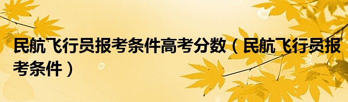 民航飞行员报考条件高考分数（民航飞行员报考条件）