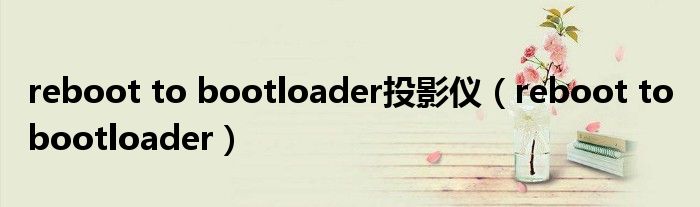 reboot to bootloader投影仪（reboot to bootloader）