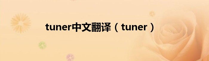 tuner中文翻译（tuner）