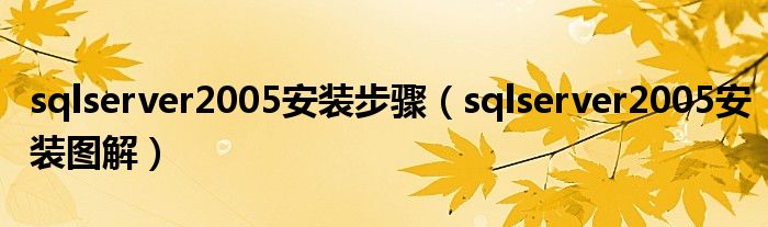 sqlserver2005安装步骤（sqlserver2005安装图解）