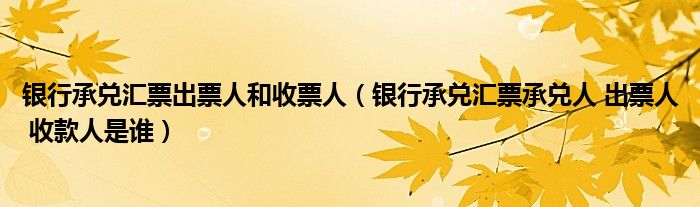 银行承兑汇票出票人和收票人（银行承兑汇票承兑人 出票人 收款人是谁）