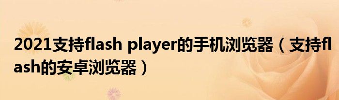 2021支持flash player的手机浏览器（支持flash的安卓浏览器）