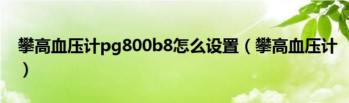 攀高血压计pg800b8怎么设置（攀高血压计）