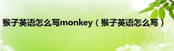 猴子英语怎么写monkey（猴子英语怎么写）