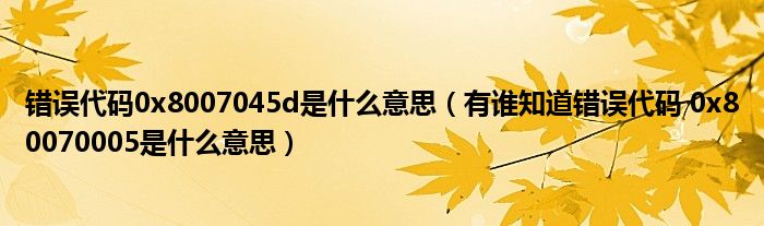 错误代码0x8007045d是什么意思（有谁知道错误代码 0x80070005是什么意思）