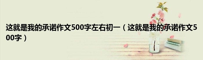 这就是我的承诺作文500字左右初一（这就是我的承诺作文500字）