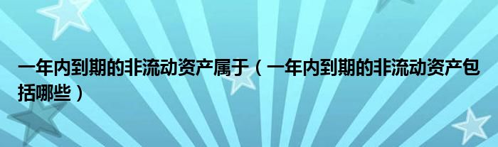 一年内到期的非流动资产属于（一年内到期的非流动资产包括哪些）