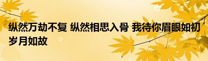 纵然万劫不复 纵然相思入骨 我待你眉眼如初 岁月如故