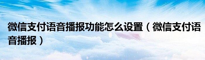 微信支付语音播报功能怎么设置（微信支付语音播报）