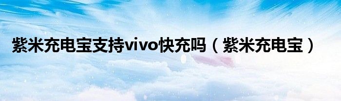 紫米充电宝支持vivo快充吗（紫米充电宝）