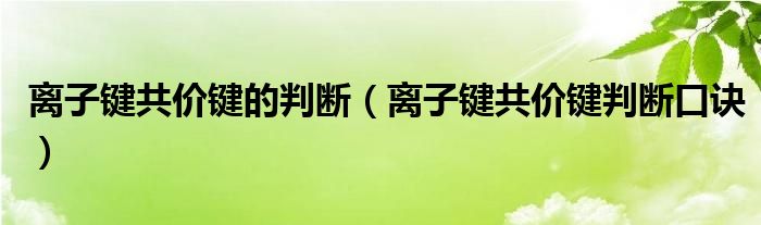 离子键共价键的判断（离子键共价键判断口诀）