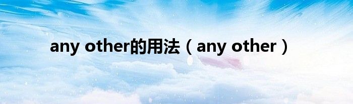 any other的用法（any other）