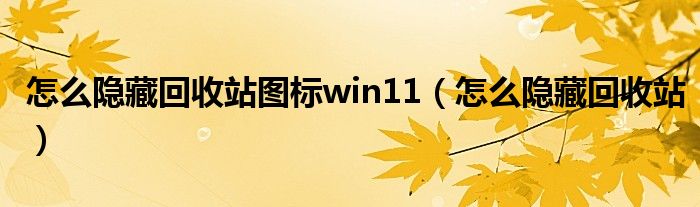 怎么隐藏回收站图标win11（怎么隐藏回收站）