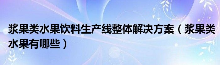 浆果类水果饮料生产线整体解决方案（浆果类水果有哪些）