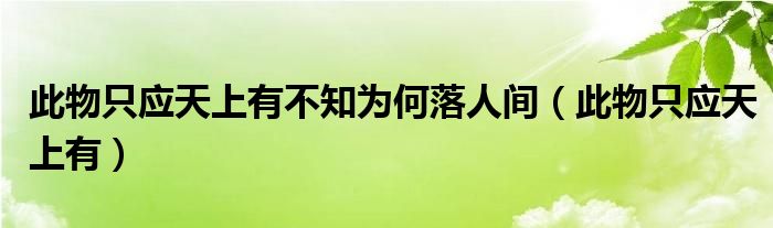 此物只应天上有不知为何落人间（此物只应天上有）