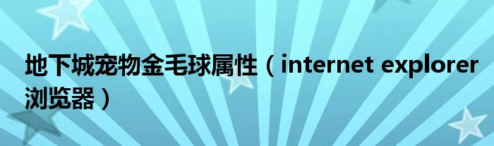 地下城宠物金毛球属性（internet explorer浏览器）