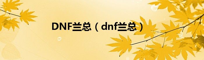 DNF兰总（dnf兰总）