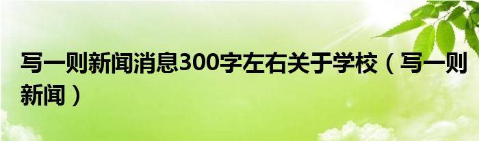 写一则新闻消息300字左右关于学校（写一则新闻）