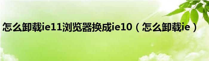 怎么卸载ie11浏览器换成ie10（怎么卸载ie）