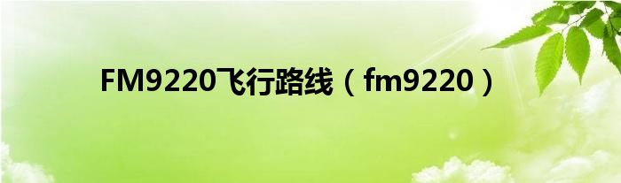 FM9220飞行路线（fm9220）