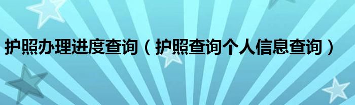 护照办理进度查询（护照查询个人信息查询）