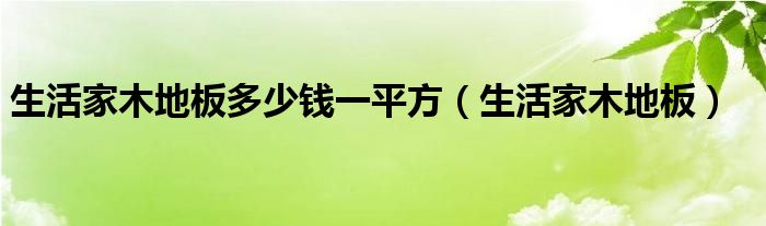 生活家木地板多少钱一平方（生活家木地板）