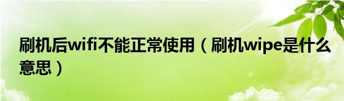 刷机后wifi不能正常使用（刷机wipe是什么意思）