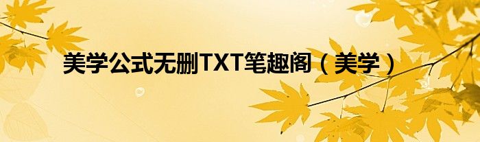 美学公式无删TXT笔趣阁（美学）