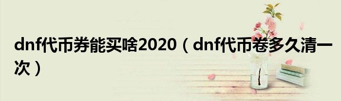 dnf代币券能买啥2020（dnf代币卷多久清一次）