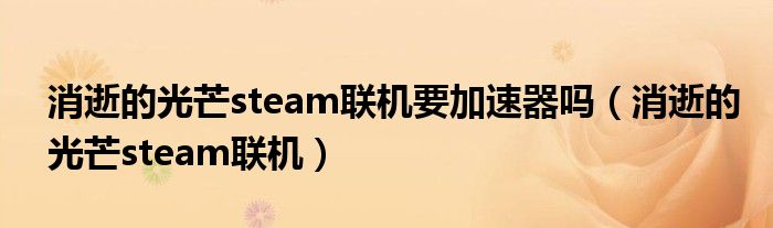 消逝的光芒steam联机要加速器吗（消逝的光芒steam联机）