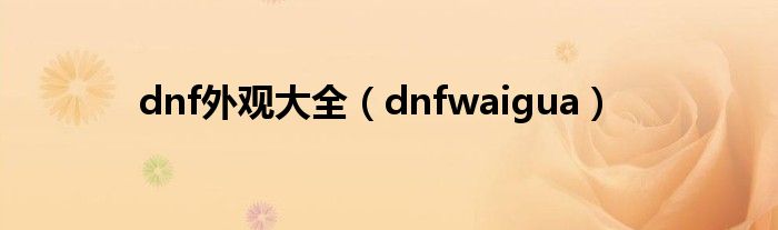 dnf外观大全（dnfwaigua）