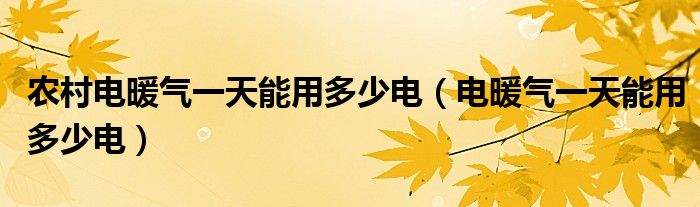 农村电暖气一天能用多少电（电暖气一天能用多少电）