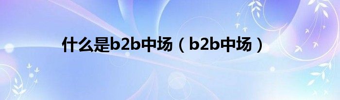 什么是b2b中场（b2b中场）