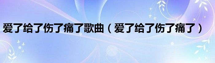 爱了给了伤了痛了歌曲（爱了给了伤了痛了）