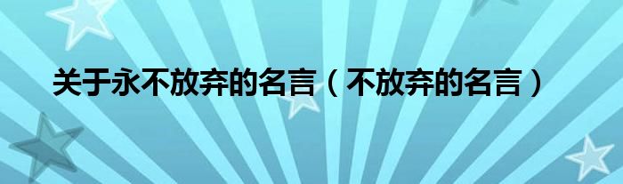 关于永不放弃的名言（不放弃的名言）