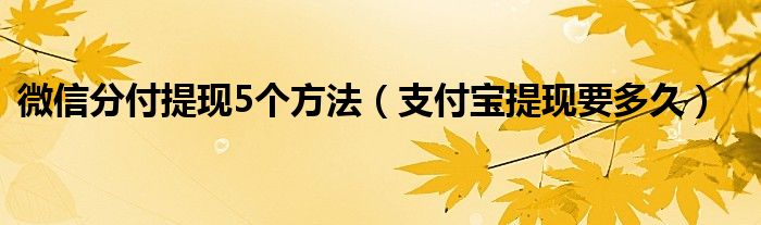 微信分付提现5个方法（支付宝提现要多久）