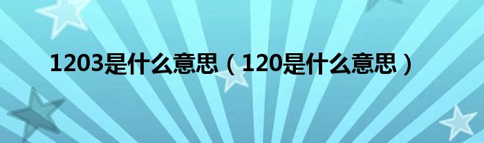 1203是什么意思（120是什么意思）