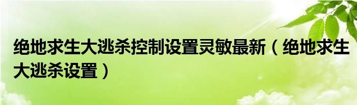 绝地求生大逃杀控制设置灵敏最新（绝地求生大逃杀设置）