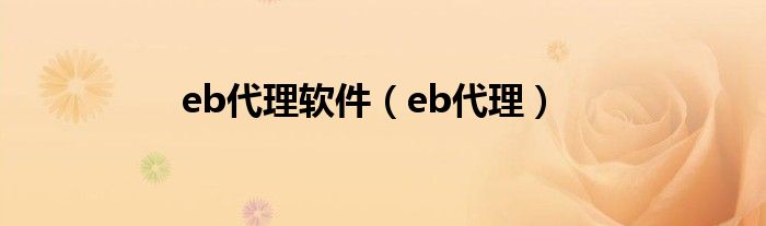 eb代理软件（eb代理）