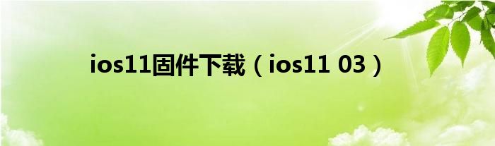 ios11固件下载（ios11 03）